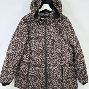 🚜 Arctic Expedition Leopard down Puffer Jacket removable hood🧷
